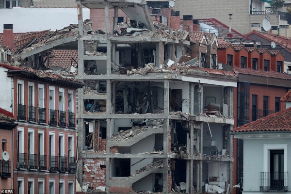 Building explosion in Madrid, Spain