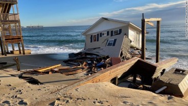 North Carolina: a home collapsed into the ocean as rising seas eat away at the coast