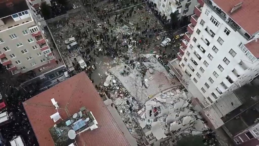8-story building collapse in Istanbul: At least one fatality
