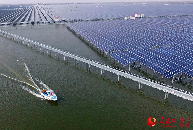 photovoltaic power station on fish farm