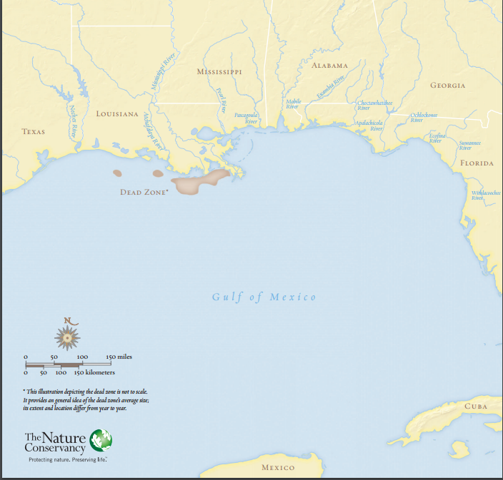 map Mexico Gulf dead zone